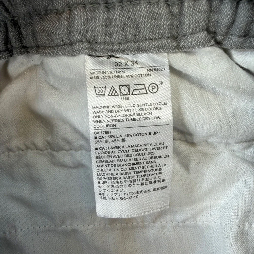Banana Republic Mason Athletic Tapered Linen Pants Men's Size 32x34 Gray